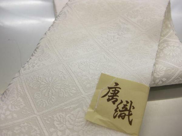 日本製・正絹 唐織 重ね襟 重ね衿 白