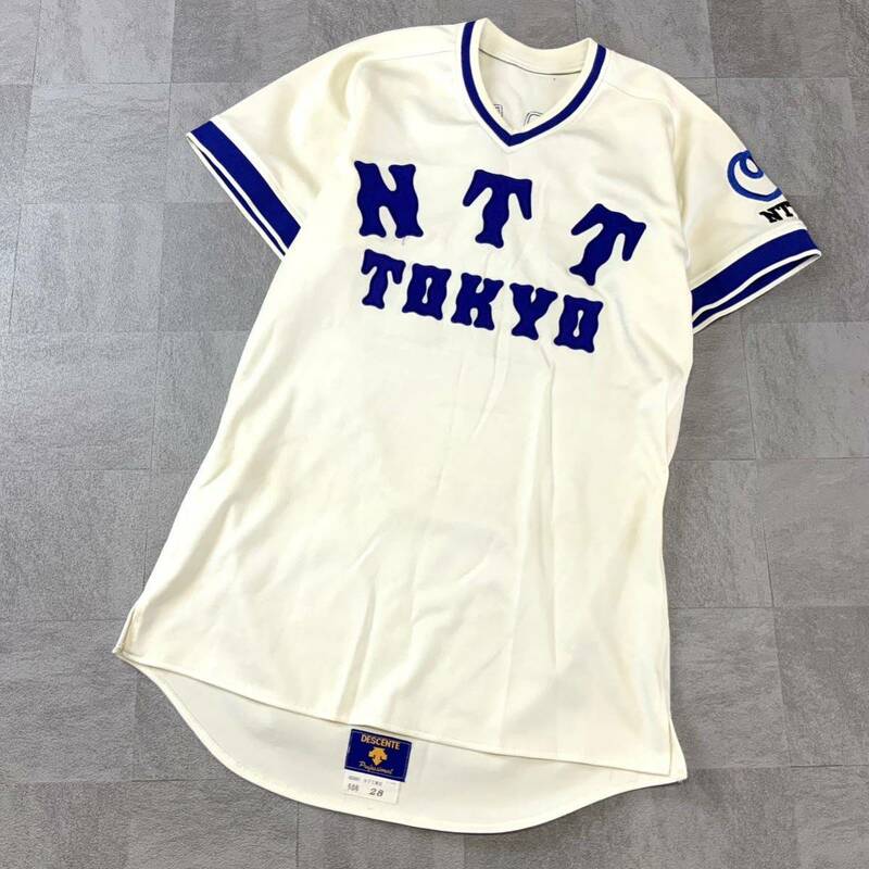 激レア 非売品 選手配布品 98年 NTT東京 デサント製 ユニフォームシャツ #28 社会人野球 ベースボール ブルー ホワイト