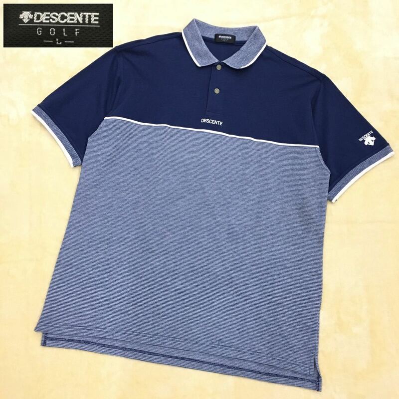 DESCENTE GOLF デサント ゴルフウェア スポーツ 半袖ポロシャツ 切替デザイン メンズ サイズL 日本製