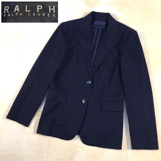 RALPH LAUREN ラルフローレン 紺ブレ ブレザー ネイビージャケット コットン レディース サイズ9号 日本製 インパクト21