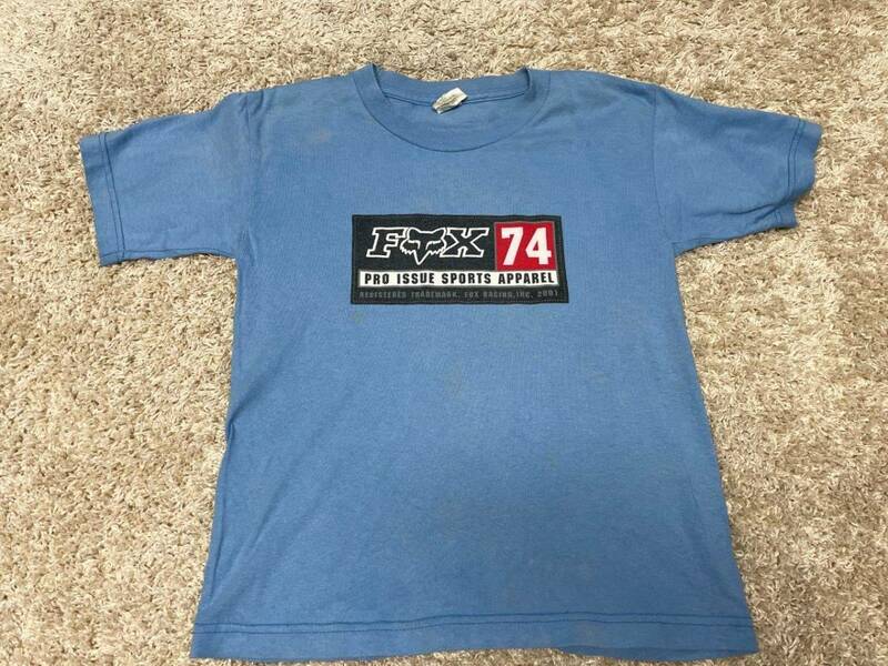 FOX Racing フォックスレーシング Tシャツ 90s 古着 キッズ 子供 Sサイズ 青