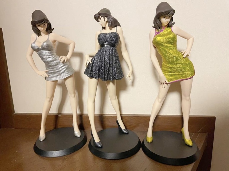 ３体セット バンプレスト 2007 1/7 Mine Fujiko 峰不二子 レースドレス 黒 チャイナドレス ゴールド シルバードレス 全高約27cm