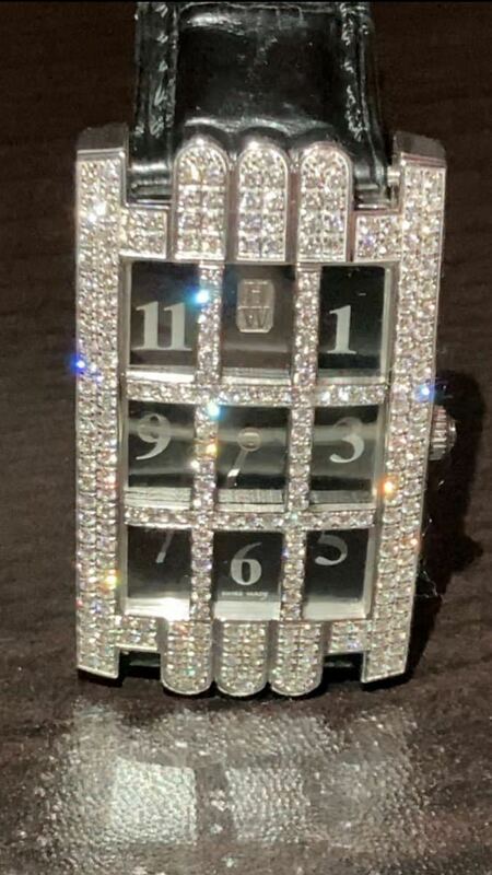【純正ダイヤモンド】ハリーウィンストンHARRYWINSTON正規腕時計18Kホワイトゴールド製アヴェニューグリッド46ミリ超美品定価720万円値引き