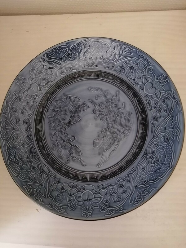 有田焼◆哲之郎窯◆大皿　直径約30.5cm◆鳳凰　鳥　陶器