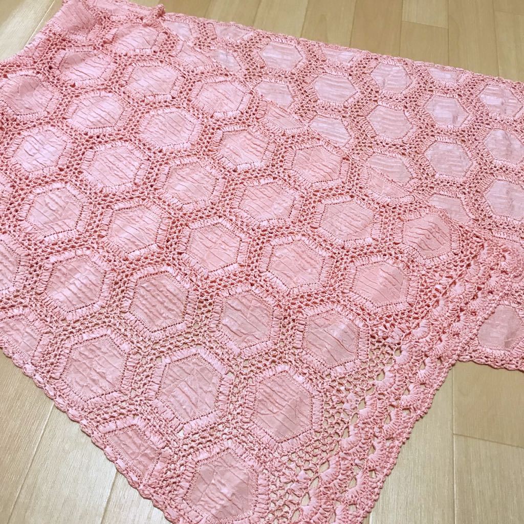 ショール　レース　着物　や　洋服に　未使用品　和装小物　ストール　ピンク　ストール　a51