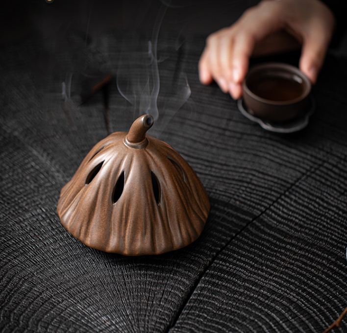 新品　精品　陶器　置物　小物　香炉　室内用　茶室用　セラミック　アロマ　心を静める　画像色　B