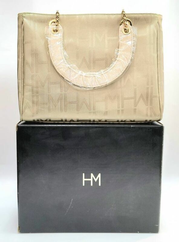 y050421-03 ほぼ未使用品 ＨＭ ハナエ モリ オリジナルバッグ ハンドバッグ ゴールド 非売品 布 レザー レディースバッグ 箱付き 同梱不可