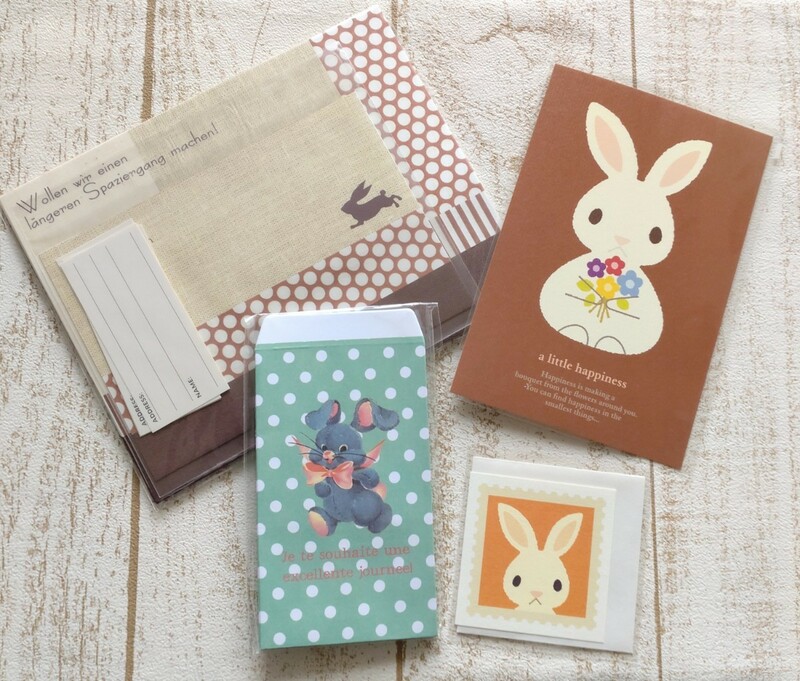 ウサギの文房具4点セット レターセット ミニカード ぽち袋 ポストカード