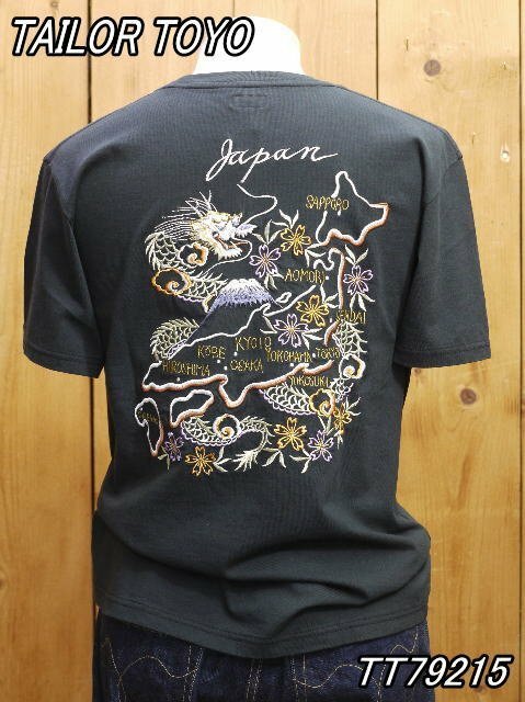 新品 テーラー東洋 スカTシャツ JAPAN MAP 半袖Tシャツ L ブラック TT79215 tailor toyo
