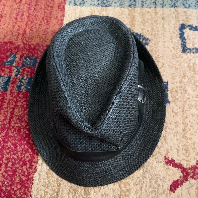 新品★ブラックメッシュ帽★ベルト付★ジャズ帽★ユニセックス