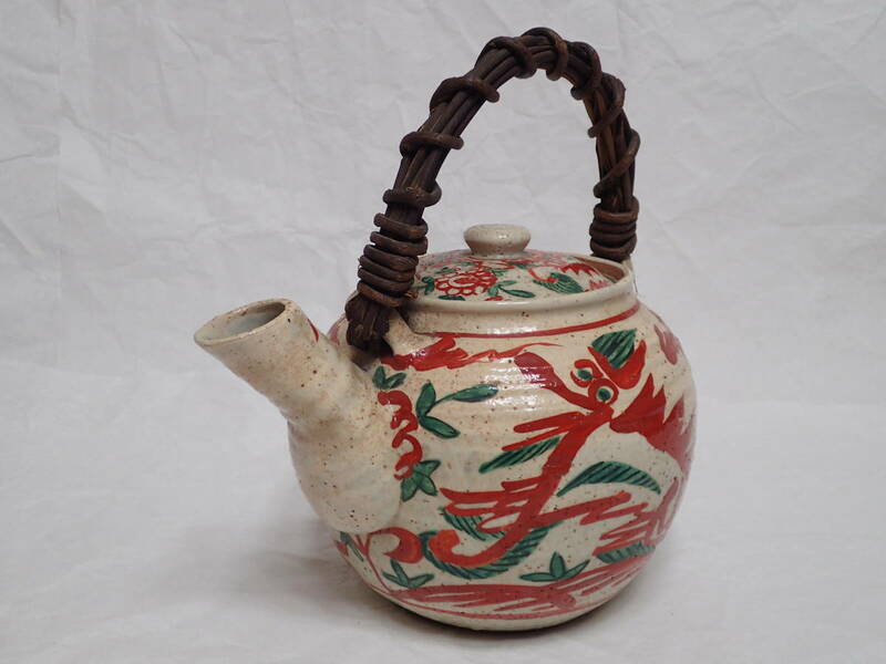犬山焼　色絵　大形　土瓶　茶器　茶道具　インテリア　アンティーク