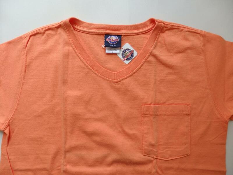 ジャンク 新品 Goodwea グッドウェア スリムフィット VネックポケットTシャツ ジャンク品 折焼けあり オレンジ サイズL