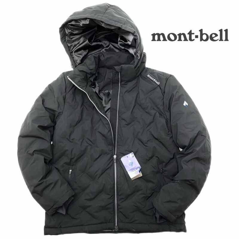 mont-bell モンベル 新品 ダックダウン 100/Lサイズ 撥水 防風 フーデッド ジップアップ ダウンジャケット MW3EWMDL213 BLACK 黒