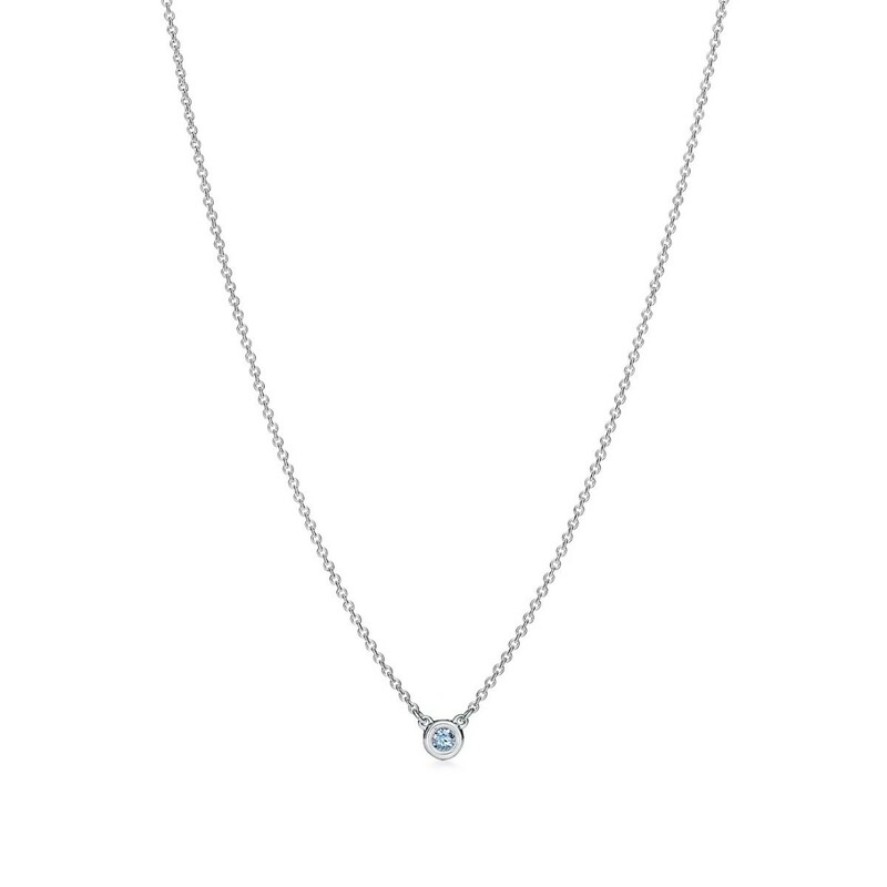 送料無料 極美品★ティファニー カラーバイザヤード アクアマリン ネックレス TIFFANY&Co 一粒 ペンダント シルバー 即決