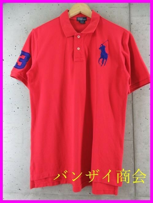 【送料300円可】1290c29◆良品です◆ボーイズサイズ◆Ralph Lauren ラルフローレン ビッグポニー 半袖ポロシャツ XL(18-20)◆ジャケット/赤