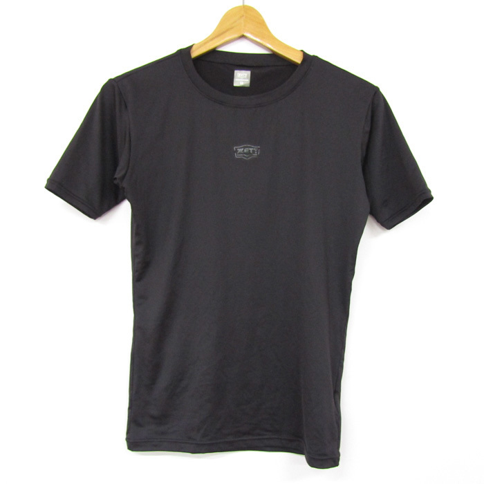 ゼット 半袖Tシャツ 無地 コンプレッションインナー スポーツウェア ストレッチ トップス メンズ Mサイズ ブラック ZETT