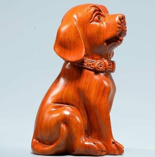 犬の置物花梨実木彫刻装飾工芸品高10 CM