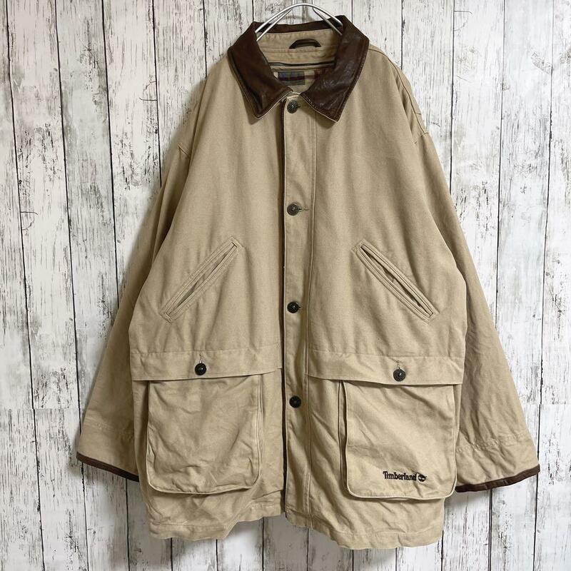 90's ティンバーランド Timberland カバーオール ハンティングジャケット XL ベージュ ライナー取り外し可 90年代 ビンテージ