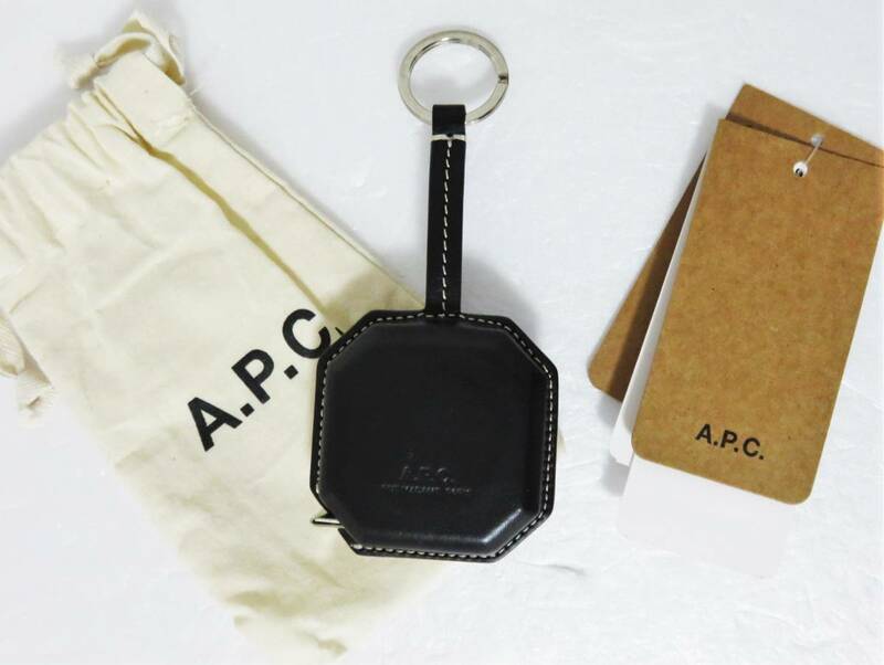 送料無料 定価2万 A.P.C. AMBRE TAPE MEASURE 150cm ドイツ製 スペイン製 牛革 テープ メジャー レザー キーリング 巻尺 APC アーペーセー