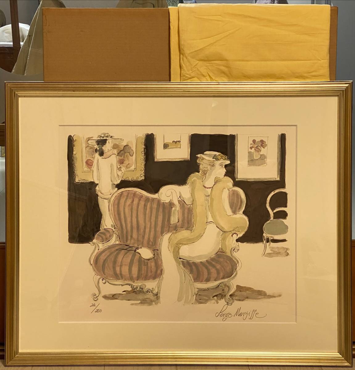 「真作」サージ・マルジス Serge Marjisse 作 『美術館の女』 リトグラフ 人物画 24/250
