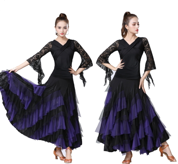 ダンス衣装 チュール スカート(パープル-yo ) 社交ダンス フラメンコ ボリュームアップ パニエ 紫 cy20n-