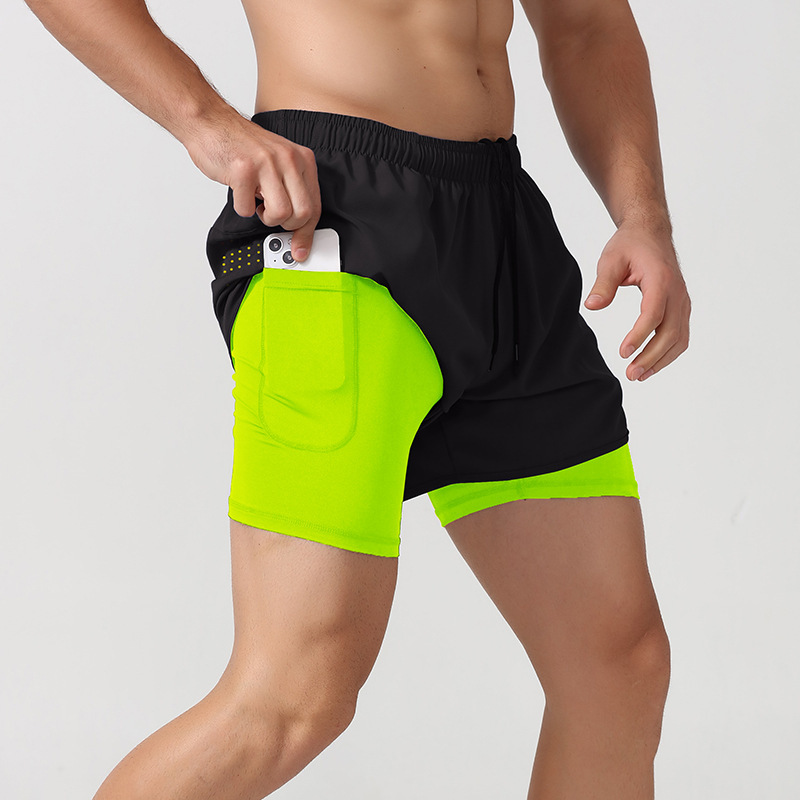 緑色　Mサイズ　大特価　メンズトレーニング 吸汗速乾 インナー付き　ランニング　ショートパンツ　スポーツ　運動　アウトドア