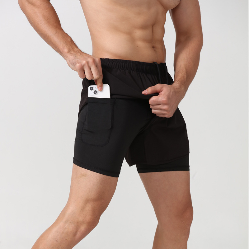 黒色　Lサイズ　大特価　メンズトレーニング 吸汗速乾 インナー付き　ランニング　ショートパンツ　スポーツ　運動　アウトドア