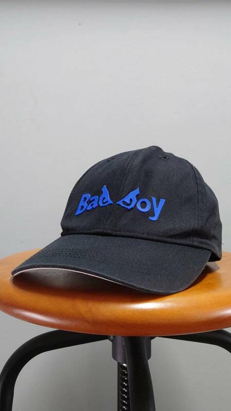 90-00’s BAD BOY ラバー ロゴ 6パネル コットン キャップ ブラック 54cm アジャスター付き 帽子 バッドボーイ
