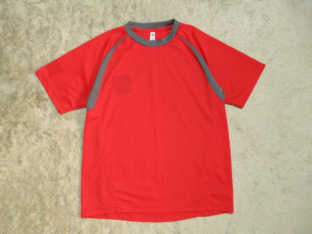 メンズ　glimmer　シンプル　メッシュ素材　半袖Tシャツ　赤　M