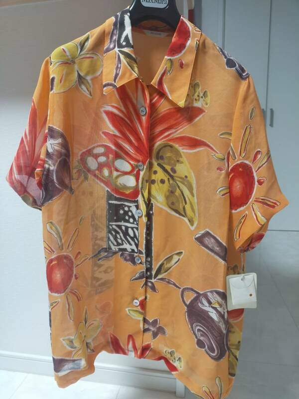 定価1.9万　ピノーレ　PINORE オーバーサイズ　シアーシャツ　オレンジ　9