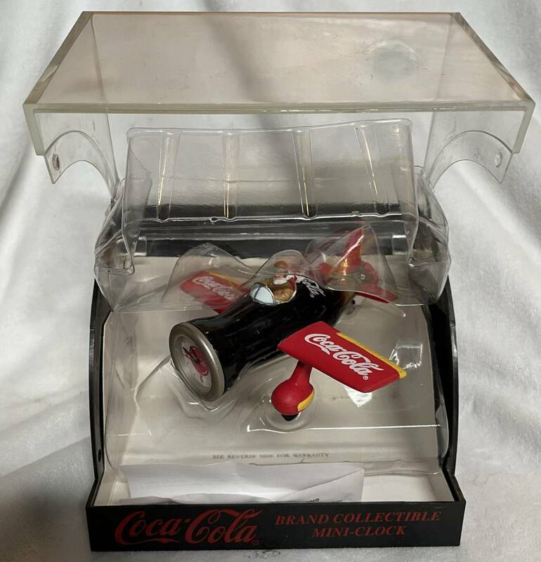 貴重 Coka Cola コカ・コーラ 飛行機ミニ時計 Clock Mini Clock ケース入り アメリカで購入