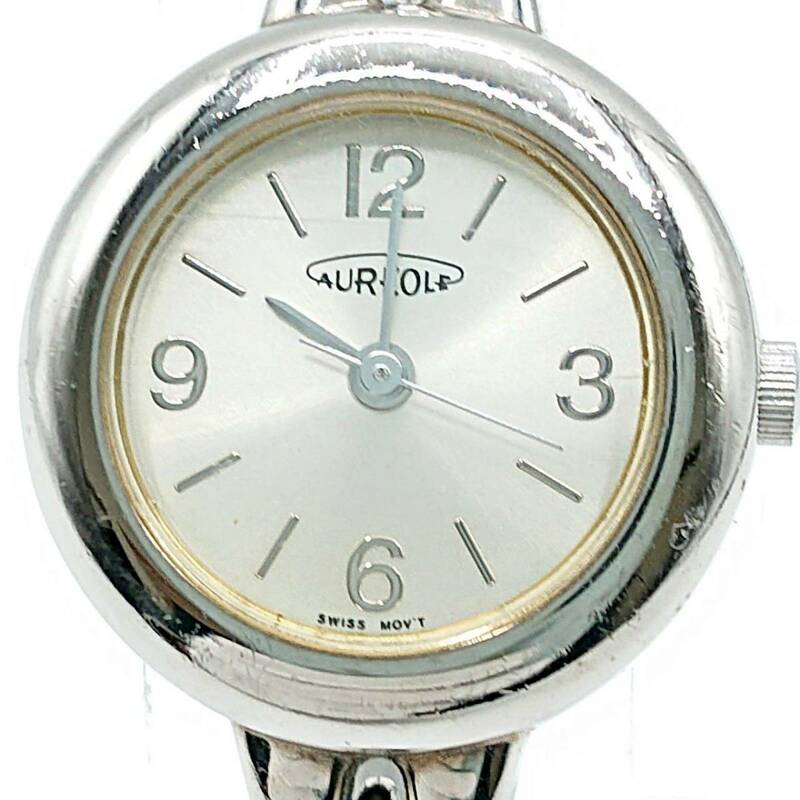 【電池切れ】AUREOLE オレオール クォーツ 腕時計 シルバー文字盤 ラウンド イルカデザイン レディース