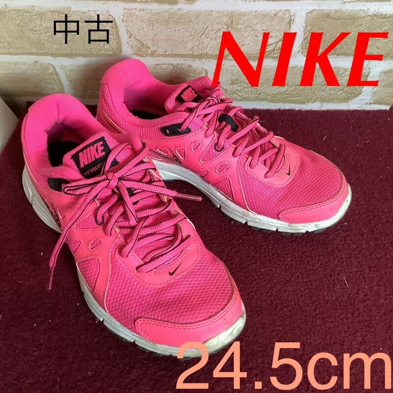 【売り切り!送料無料!】A-303 NIKE ランニングシューズ!ショッキングピンク!24.5cm!ウォーキング!ランニング!スポーツ!おしゃれ!中古!