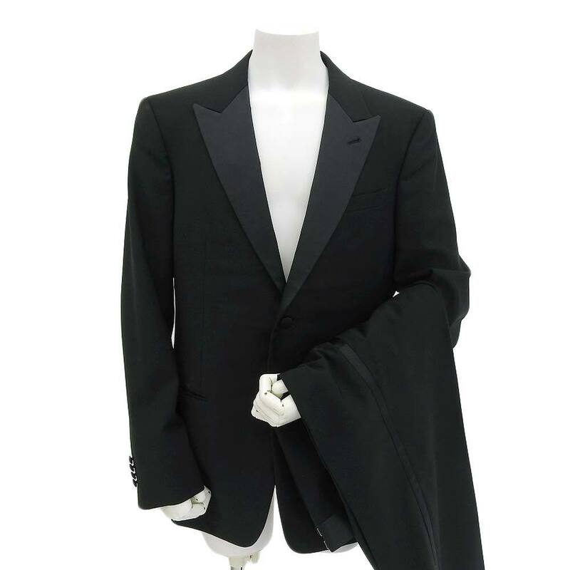 超美品 ジョルジオ アルマーニ GIORGIO ARMANI タキシード シングル スーツ 2つボタン メンズ 54 黒 ブラック 黒タグ