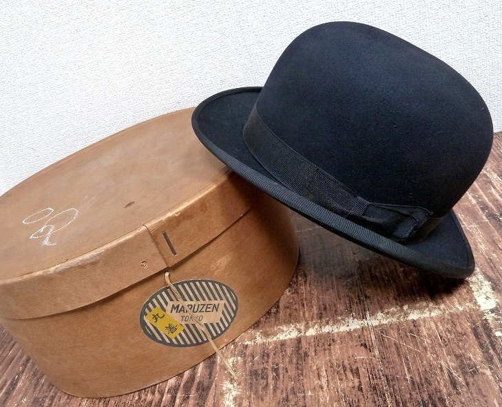 (☆BM)【感謝特別価格】JOHN B.STETSON PARIS ステットソン アンティーク ボーラーハット 黒 ブラック ヴィンテージ レトロ 古い 帽子 昭和