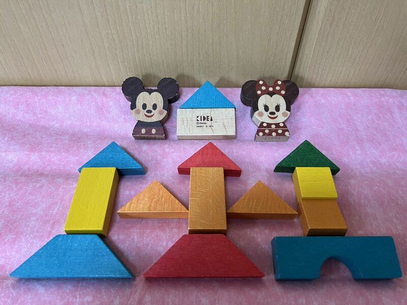 即決　送料無料　ディズニー KIDEA ブロック 積み木 木のおもちゃ 知育玩具 ミッキー ミニー バンダイ