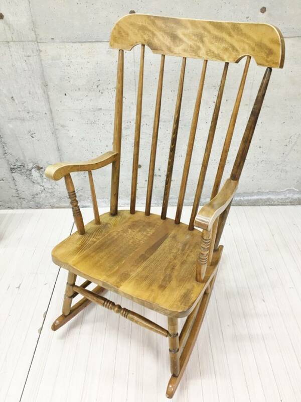ロッキングチェア 1人掛け椅子 揺り椅子 木製 ナチュラル レトロ カントリー 椅子 チェア 肘置きつき 家具