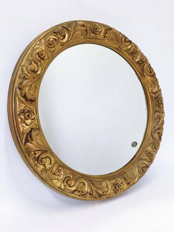 イタリア製 壁掛けミラー 鏡 ミラー 丸型 円形 丸 姿見 壁掛け 玄関 インテリア 洋風 家具 オシャレ 豪華