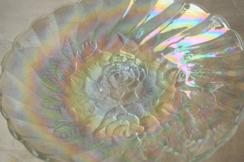 花柄ガラス製大皿