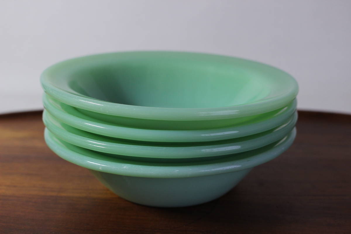 送料無料 4枚セット! ■ ファイヤーキング ジェダイ シリアルボウル RW グレープフルーツボウル FIRE KING ヴィンテージ ミルクグラス