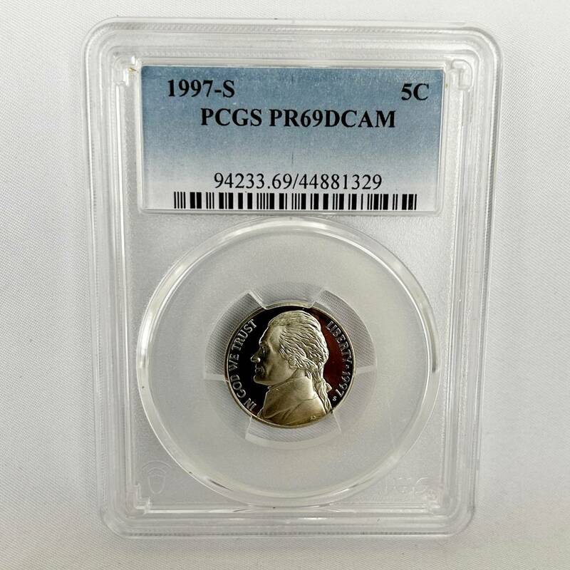 【PCGS69】　1997年　アメリカコイン　ジェファーソン大統領　5セント　PR69DCAM PCGS 94233.69