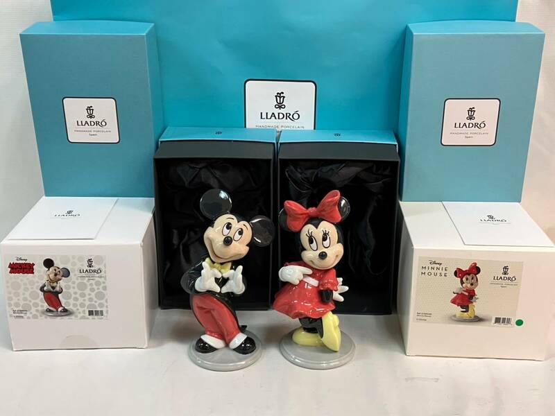 【新品 未使用】LLADRO リヤドロ ミッキーマウス & ミニーマウス 2体セット 定価143,000円 スクリーンデビュー90周年記念 Disney 即決♪