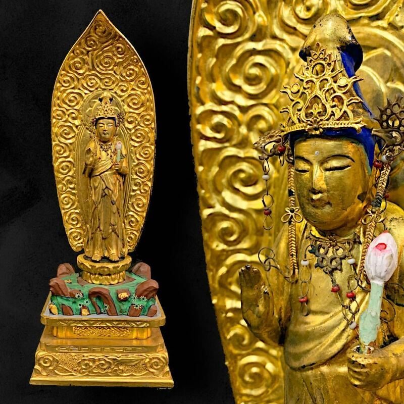 時代　玉眼　観音菩薩像　仏像　仏教美術　高さ52㎝　木造　（E51Bi0429R0504182）