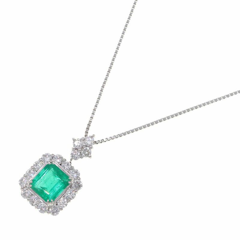 エメラルド ダイヤモンド ネックレス E1.16ct D0.72ct Pt850 Pt900 Emerald Diamond