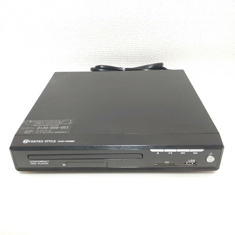 VERTEX/ヴァーテックス　再生専用 コンパクト DVDプレーヤー　DVD-V305BK