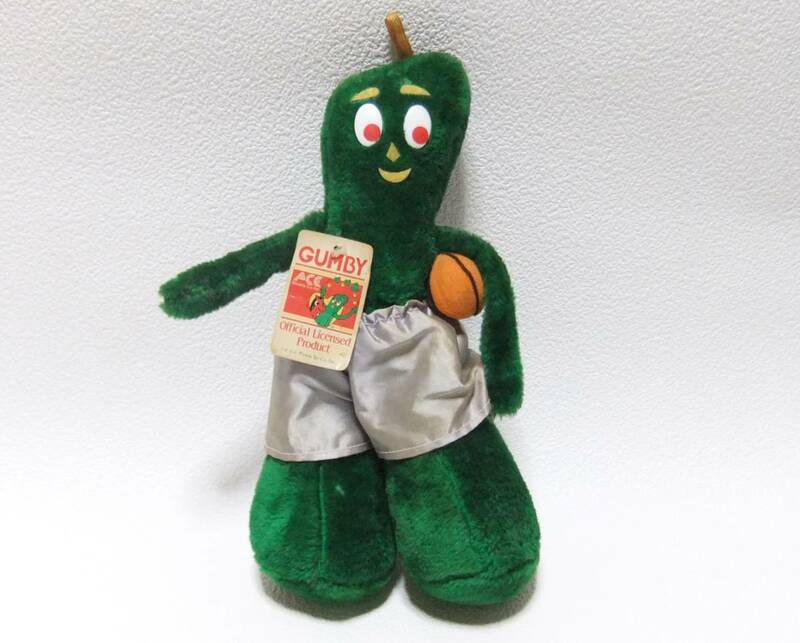 値下げ即決！#4【レア】1988年 GUMBY PLUSH 34cm／ガンビー／ぬいぐるみ／バスケ／ヴィンテージ／アンティーク／US TOY／ACE