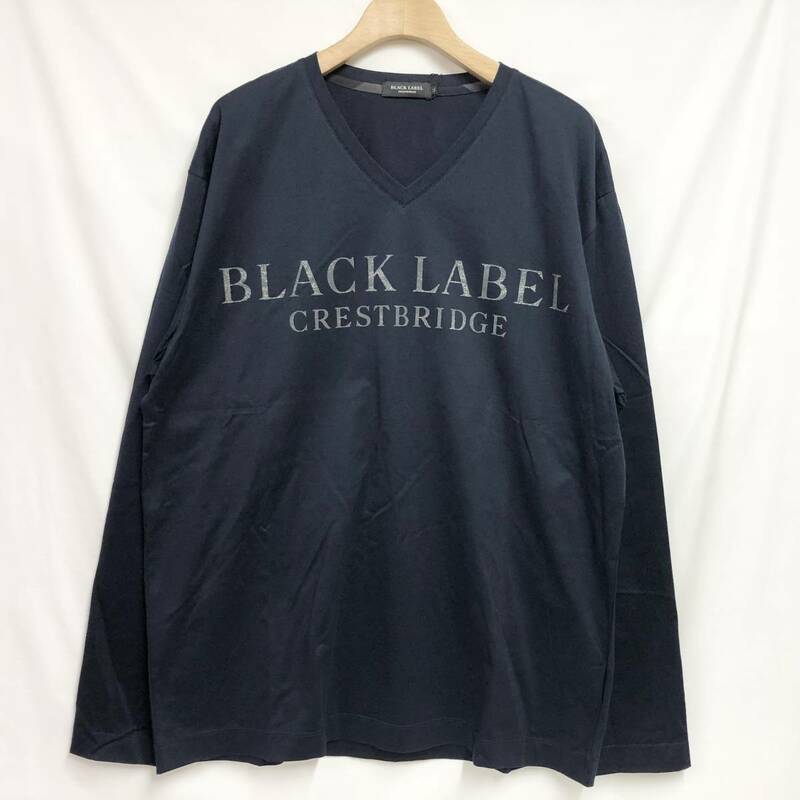 ○★新品未使用　BLACK LABEL CRESTBRIDGE（ブラックレーベル・クレストブリッジ）　グリッターロゴＶネックカットソー　LL　ネイビー★○