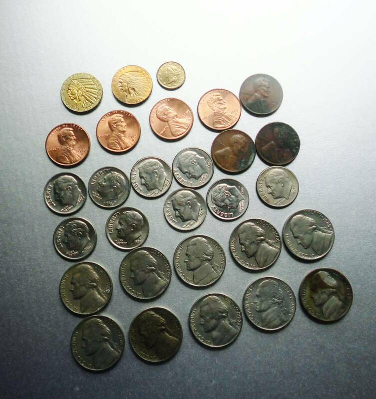 ★アメリカコイン 29枚 98g (レプリカ金貨3枚&1CENT 5CENT 1DIME )