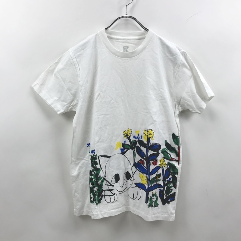 graniph/グラニフ製　デザインシャツ 半袖Tシャツ 猫 犬 コットン100％ ホワイト サイズS レディース