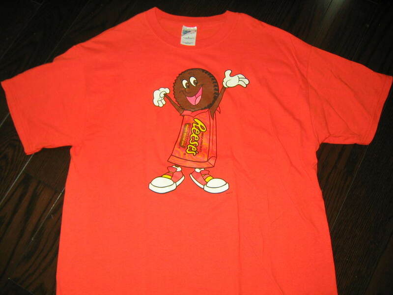 ★ 良品 GILDAN製 Reese's MILK CHOCOLATE / アメカジ 企業モノ お菓子 半袖Tシャツ オレンジ / L(肩幅56身幅55着丈75) ★